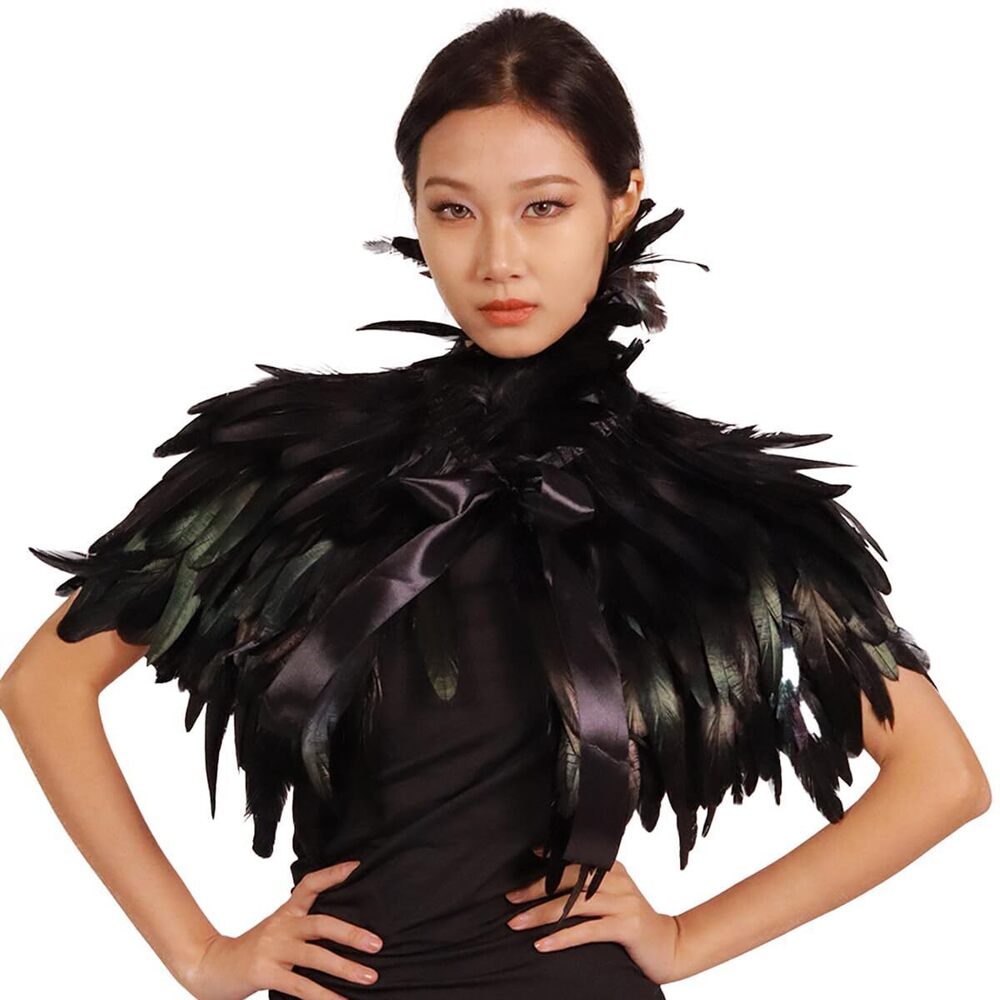 8430 Black Carnival Feather Shoulder Shrug Halloween Costumes Witch Feather